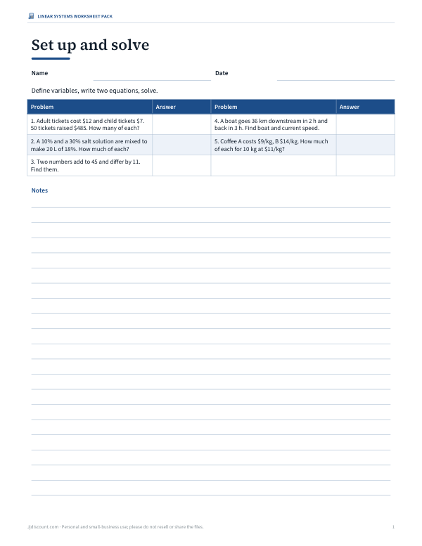 Preview of Printable Word Problems Worksheet